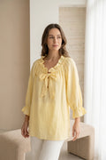 Blusa Mujer Amarilla Lazo Volantes