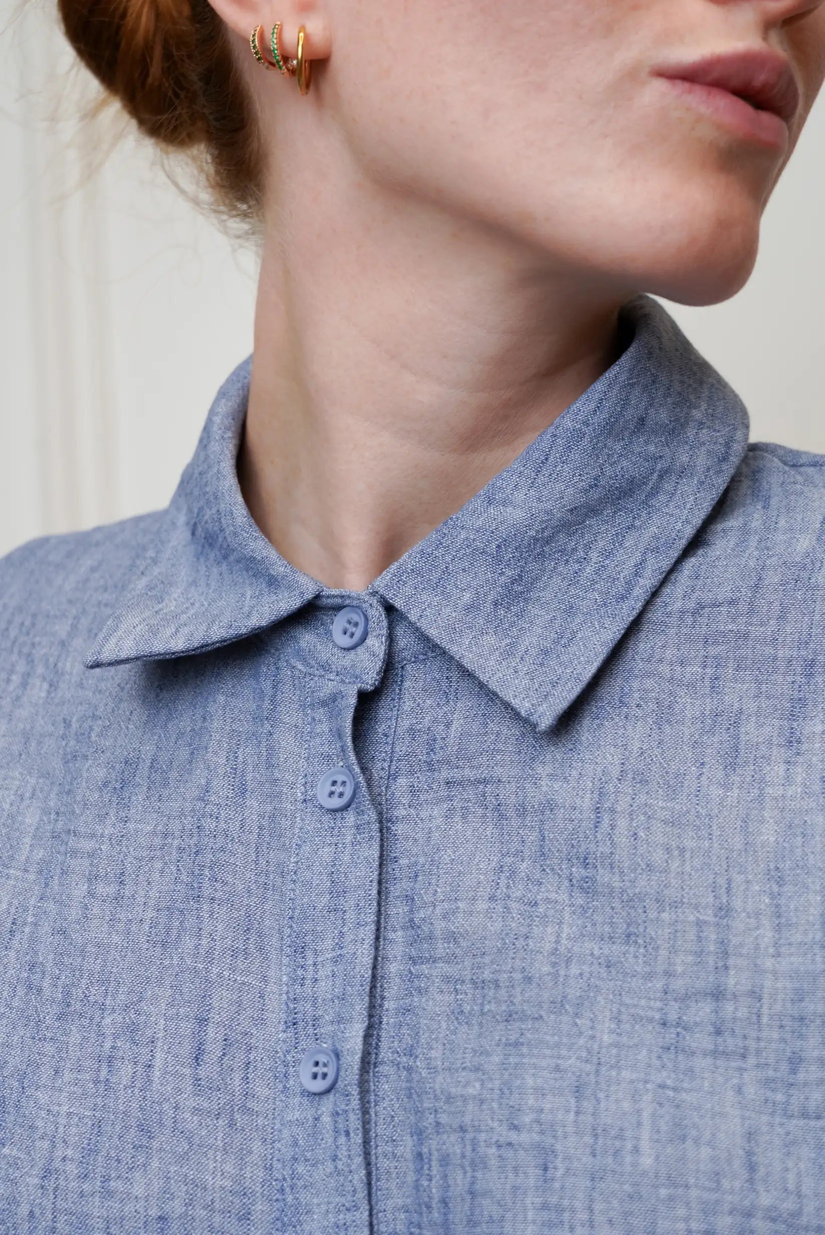 Camisa Mujer Azul con Nudo Delantero | Camisa Fluida Primavera