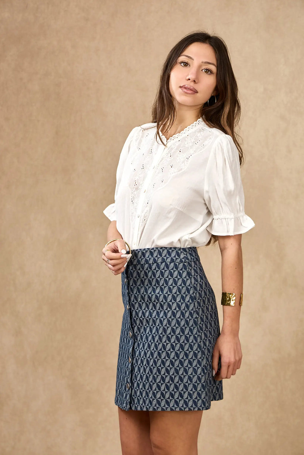 Camisa blanca mujer primavera floral