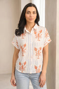 Camisa Mujer Algodón Estampado Cangrejos