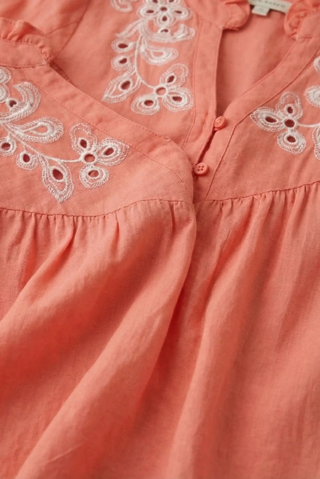 Camisa Mujer Coral Bordada | Blusa Algodón Manga Larga