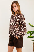 Camisa Animal Print Marrón Mujer Elegante Estilo Cómodo y Versátil