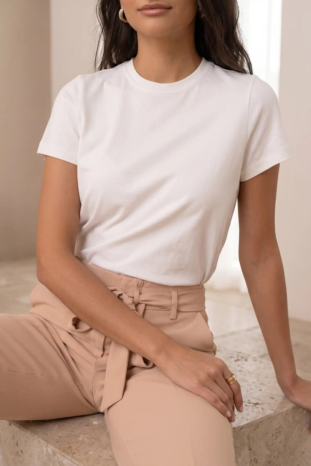 Camiseta Mujer Básica Blanca 100% Algodón Manga Corta