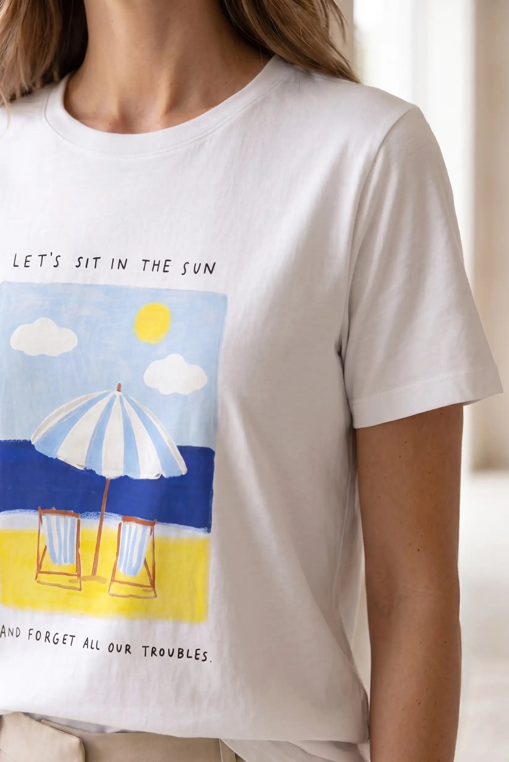 Camiseta Mujer Playa Verano Blanca Algodón