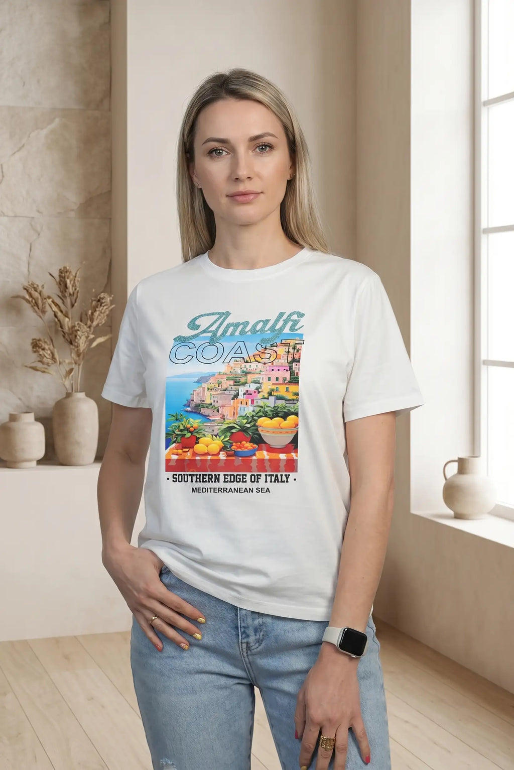 Camiseta Mujer Estampado Costa Amalfitana