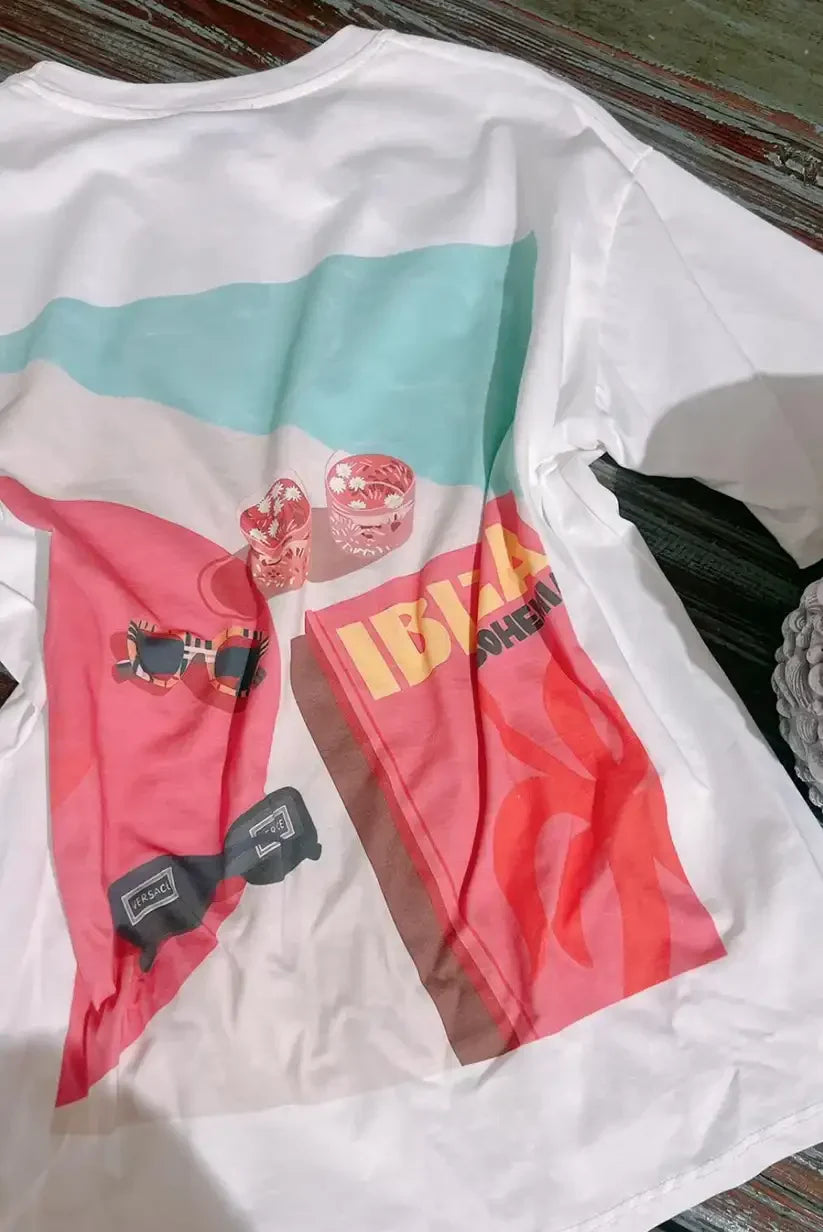 Camiseta manga corta mujer blanca IBIZA