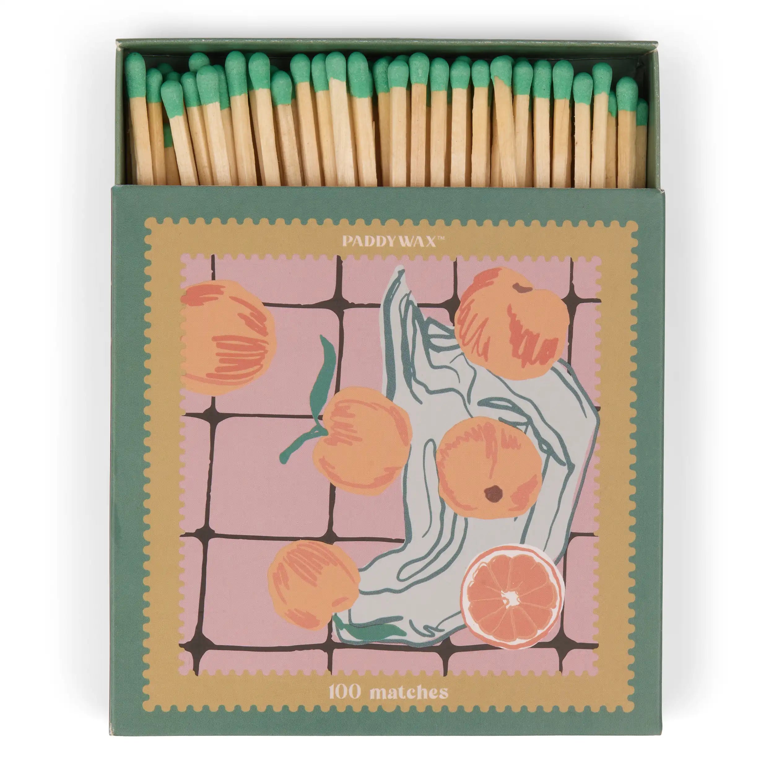 Jumbo Cajas de Cerillas Paddywax - Oranges | 100 Cerillas con Diseño Artístico