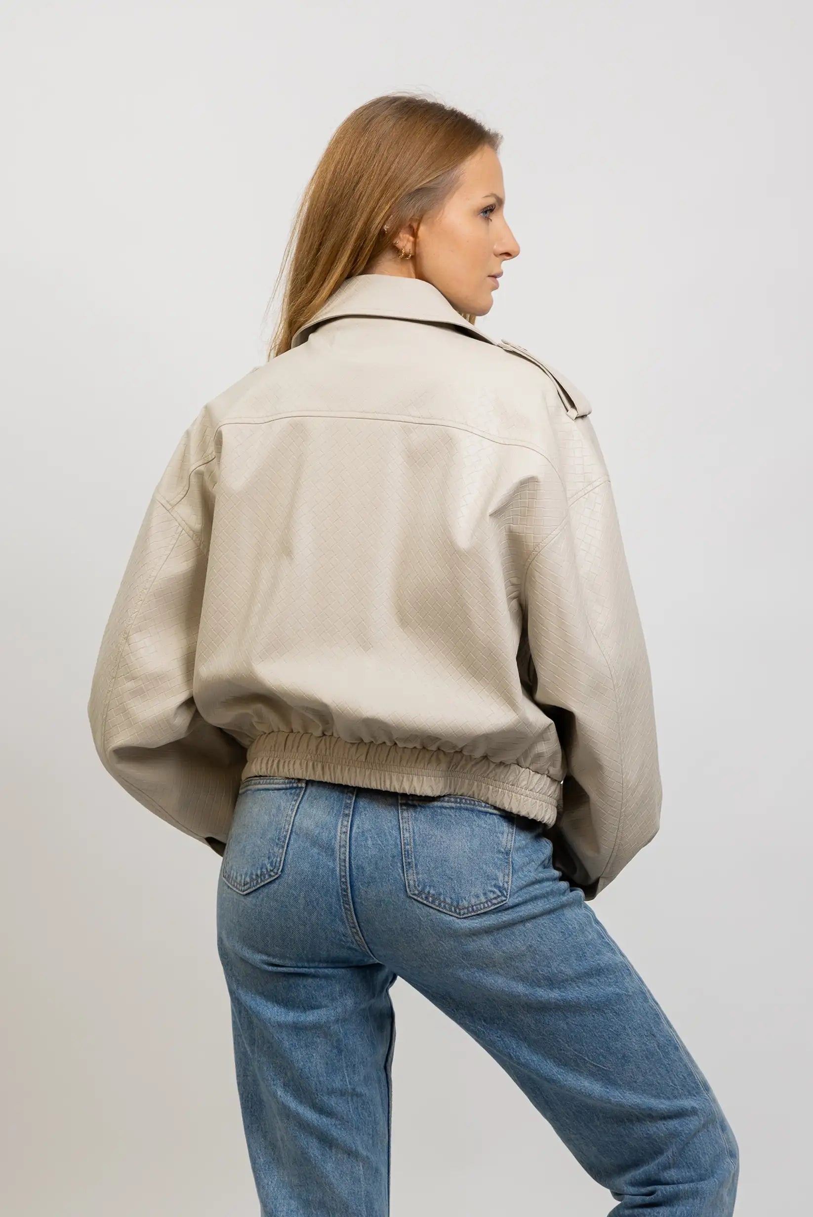Chaqueta Mujer tipo cuero Beige Oversize | Blouson Primavera
