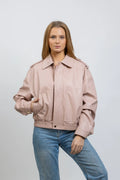 Chaqueta Mujer tipo cuero Rosa Empolvado | Blouson Oversize Primavera