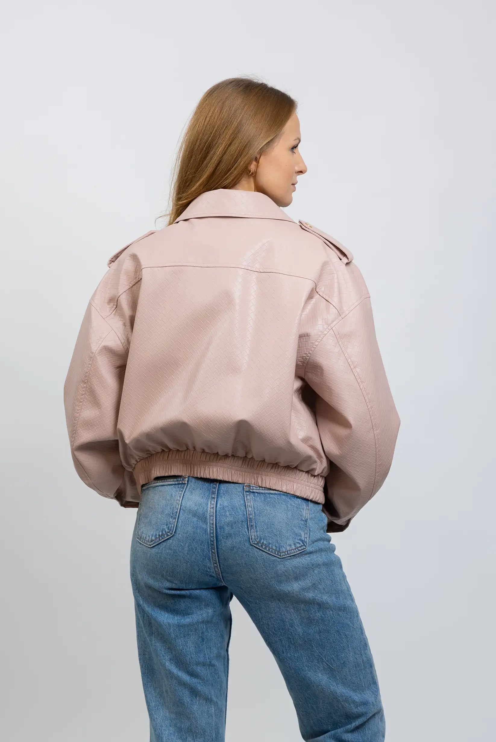 Chaqueta Mujer tipo cuero Rosa Empolvado | Blouson Oversize Primavera