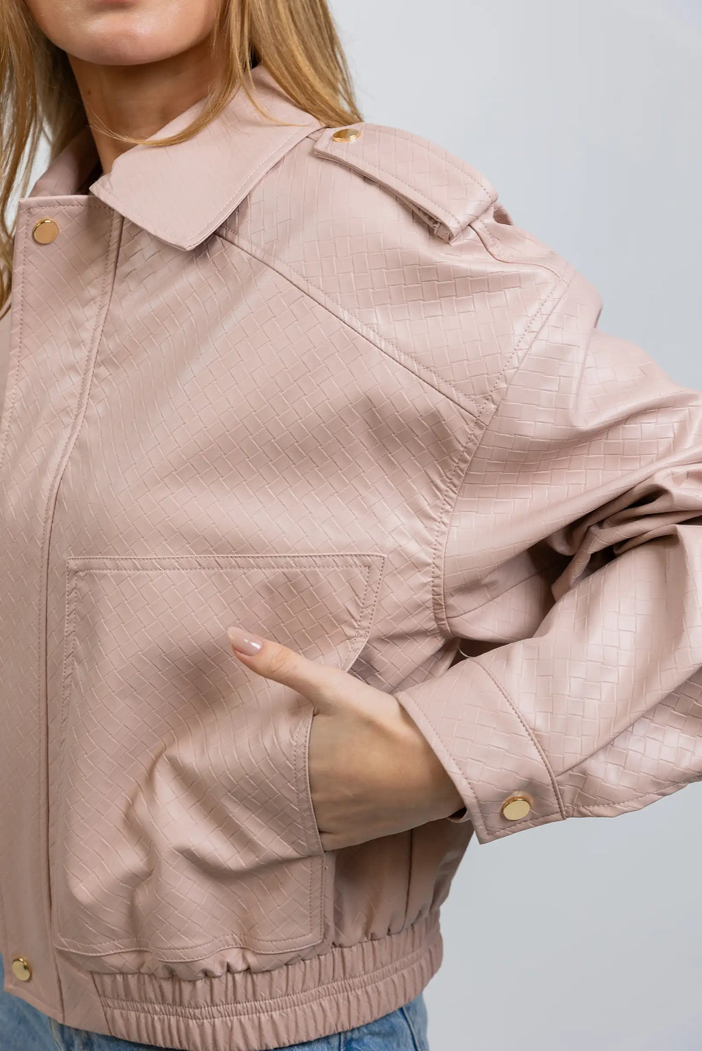 Chaqueta Mujer tipo cuero Rosa Empolvado | Blouson Oversize Primavera