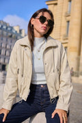 Chaqueta Mujer tipo cuero Beige Oversize | Blouson Primavera