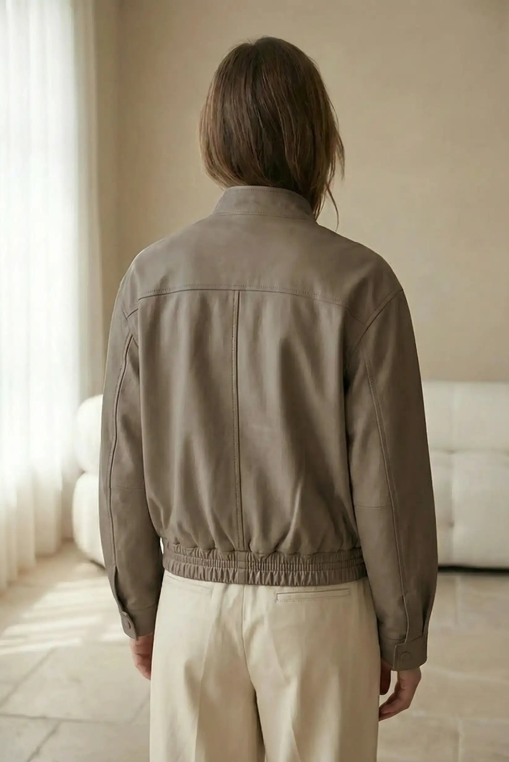 Chaqueta Mujer tipo cuero Taupe Primavera