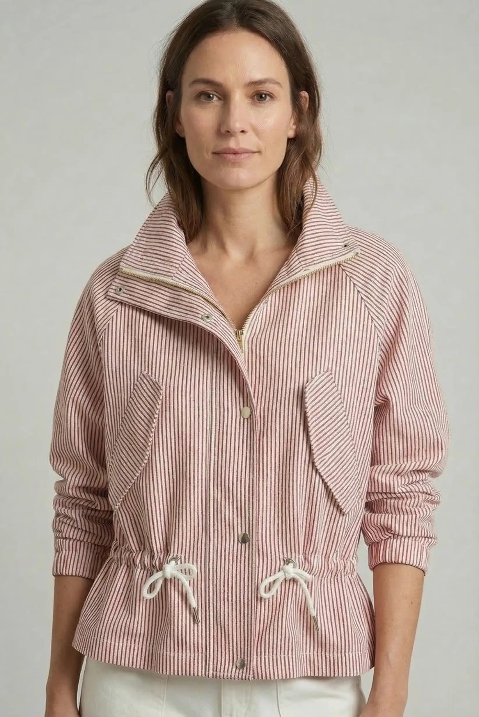 Chaqueta Primavera Mujer Rayas Rojas y Blancas