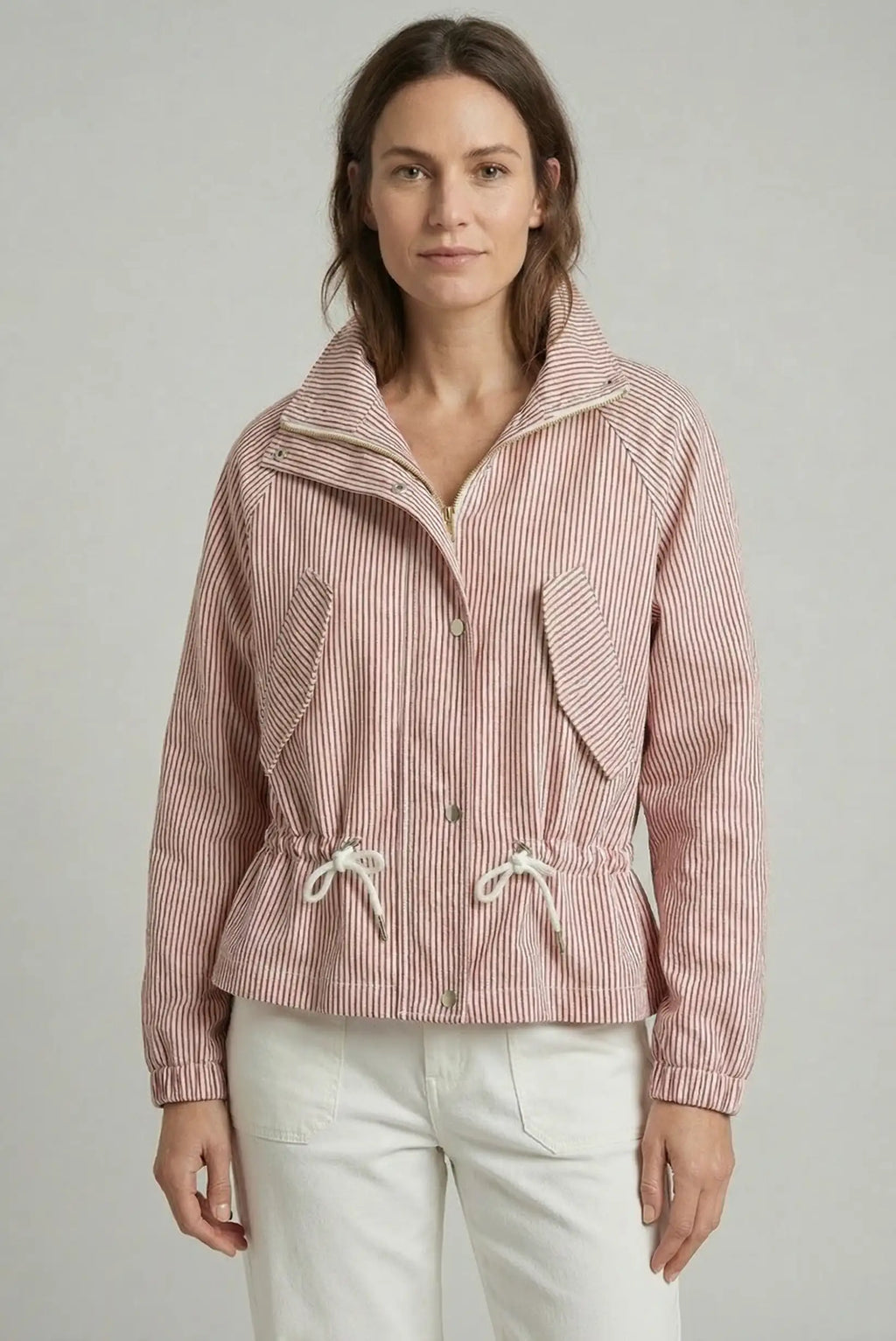 Chaqueta Primavera Mujer Rayas Rojas y Blancas