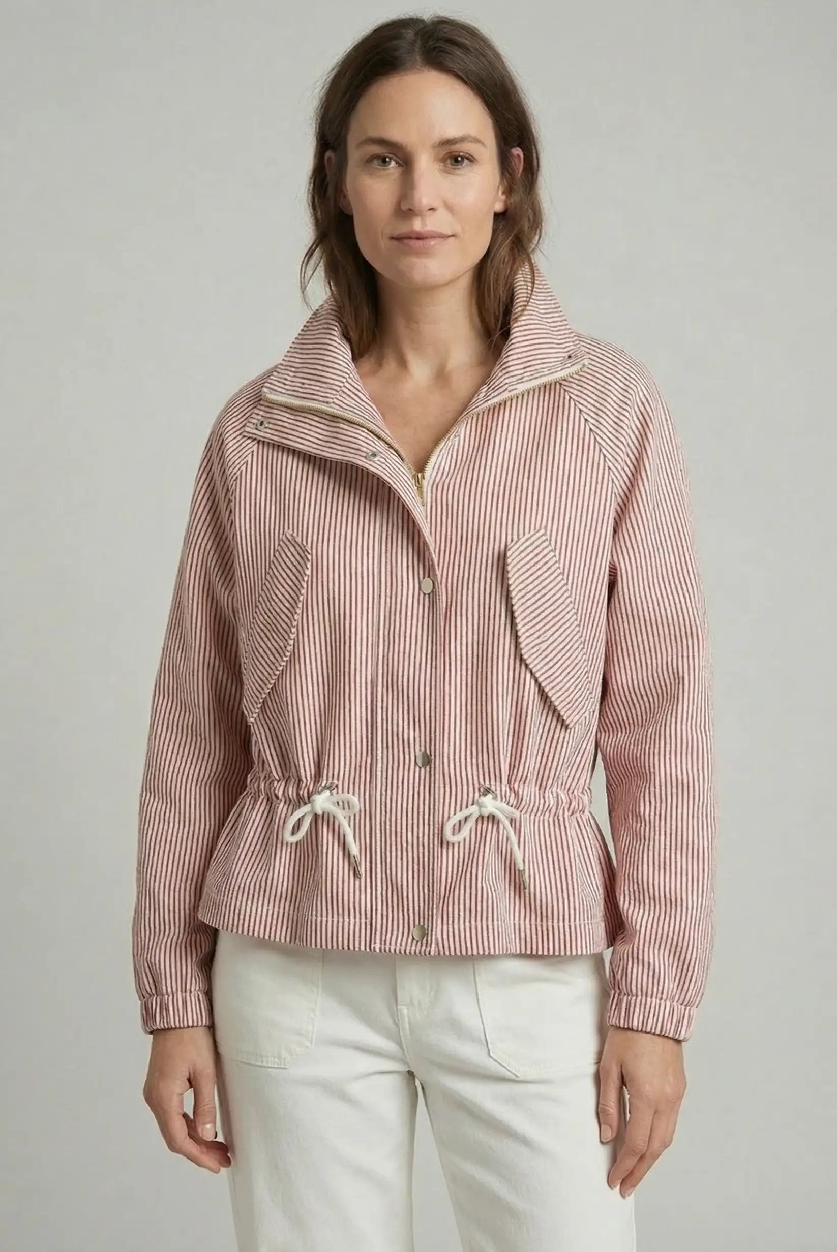 Chaqueta Primavera Mujer Rayas Rojas y Blancas