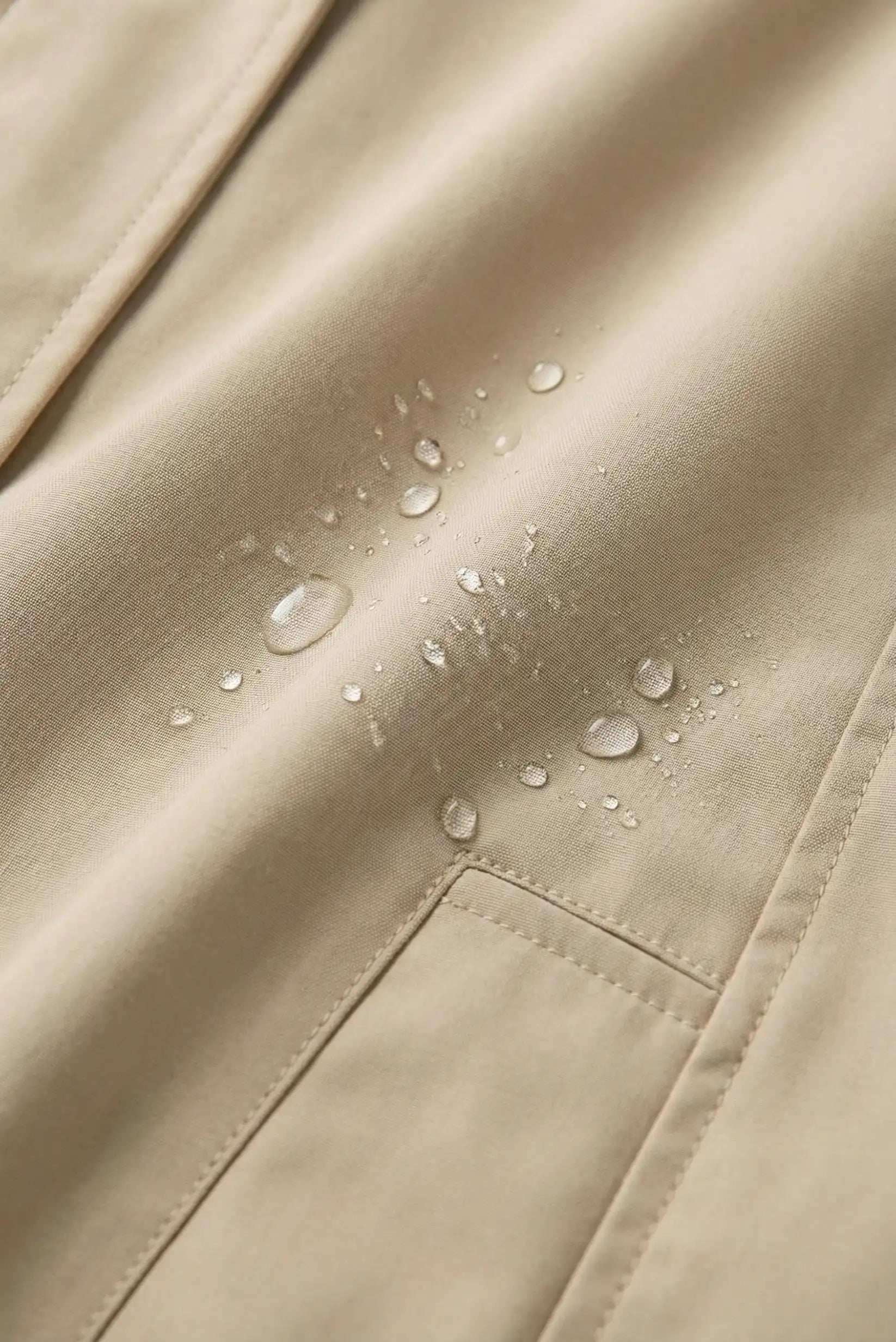 Chubasquero corto impermeable y transpirable beige con capucha