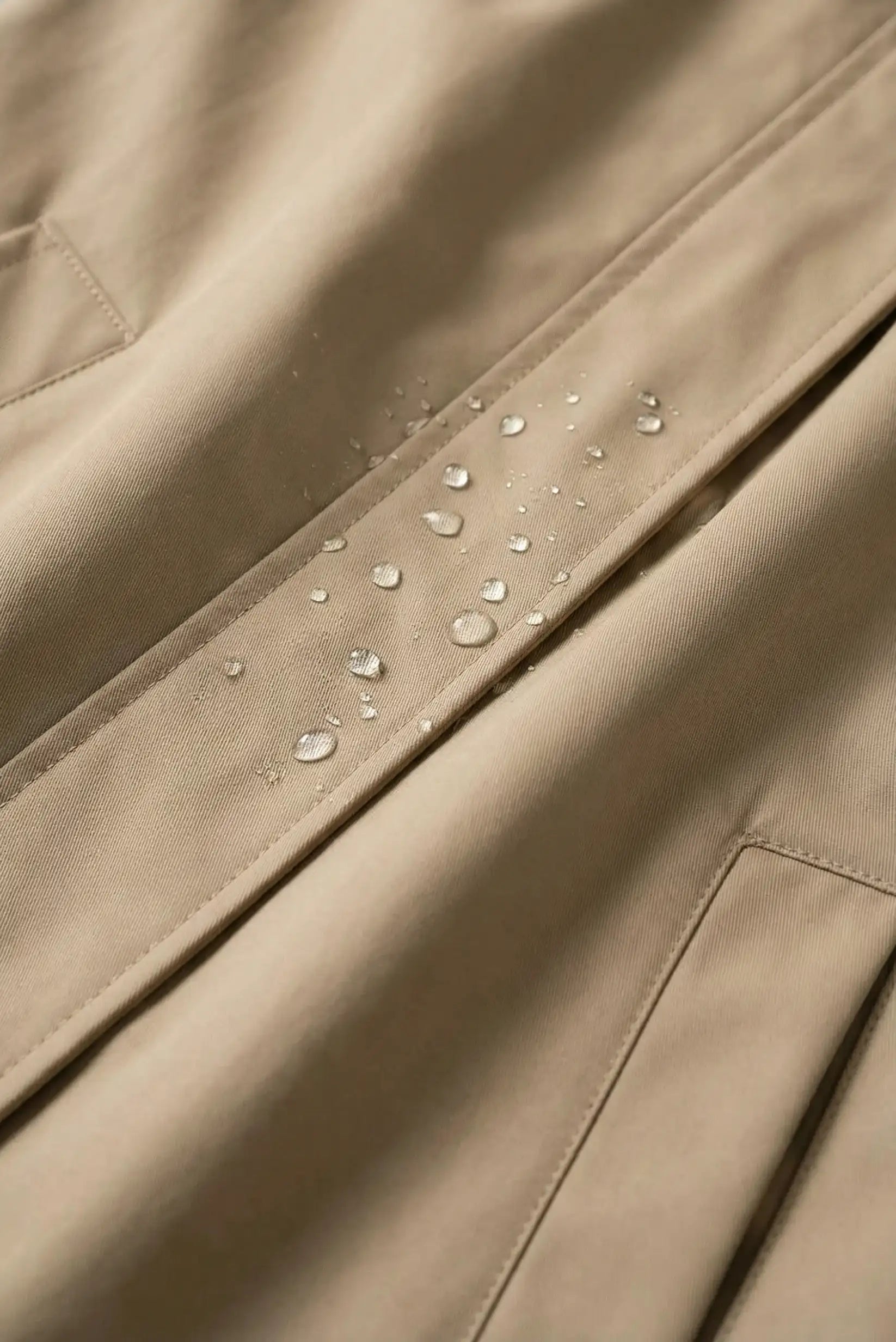 Parka chubasquero mujer corte recto taupe con capucha ajustable
