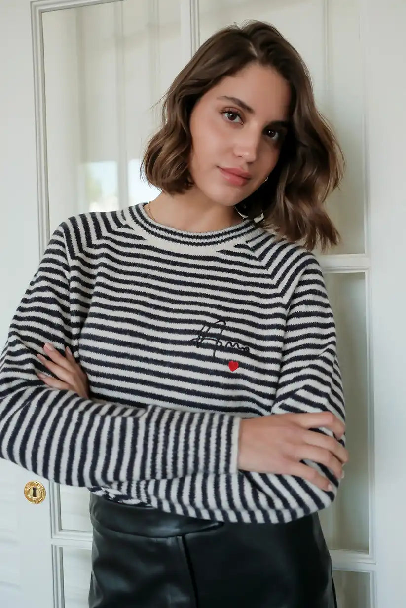 Jersey Marinero de Rayas Mujer con Bordado Corazón Amour