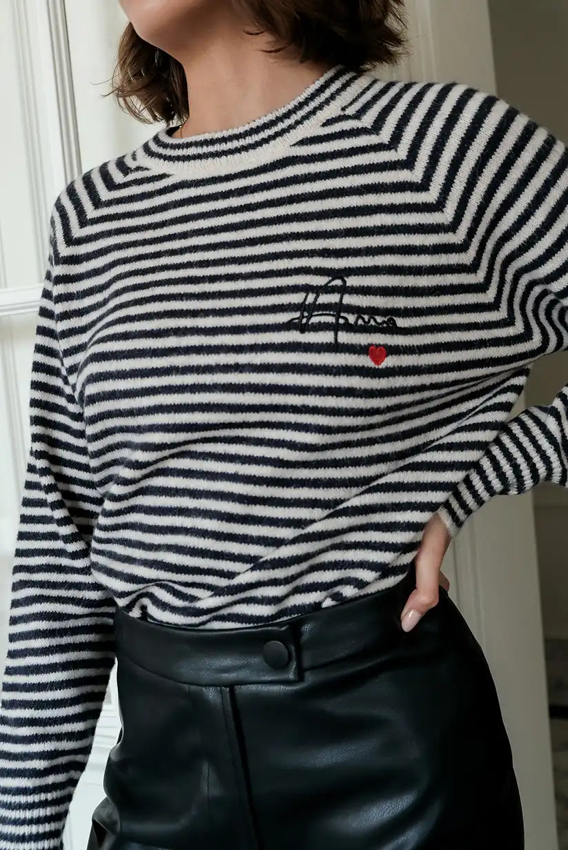 Jersey Marinero de Rayas Mujer con Bordado Corazón Amour