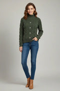 Jersey Mujer Verde Oliva Bordado Brillante Estilo Diamantes Elegante