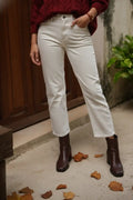 Pantalón recto crudo mujer – Algodón elástico