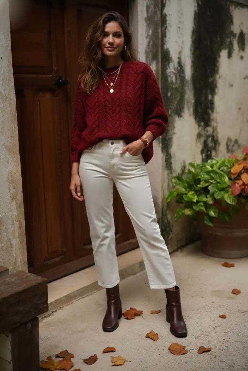 Pantalón recto crudo mujer – Algodón elástico