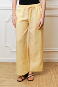 Pantalón Mujer Amarillo Fluido Tipo Lino | Pantalón Primavera Cómodo