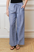Pantalón Mujer Azul Fluido Tipo Lino | Pantalón Primavera Cómodo