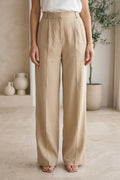 Pantalón Mujer Primavera Beige Fluido