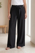 Pantalón Mujer Negro Fluido Cintura Ajustable | Viscosa