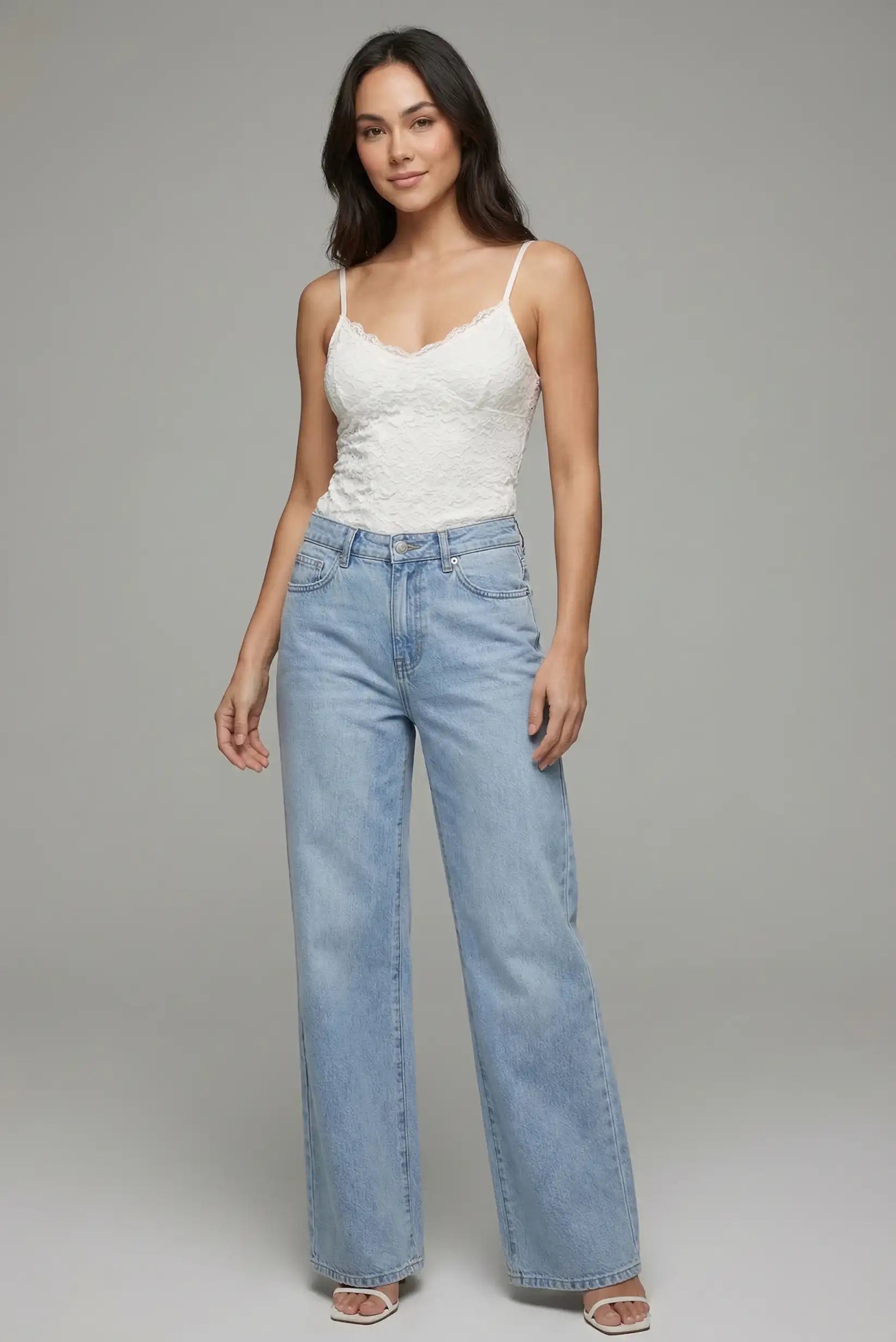 Pantalón Vaquero Mujer Azul Estrella Jeans Recto Primavera