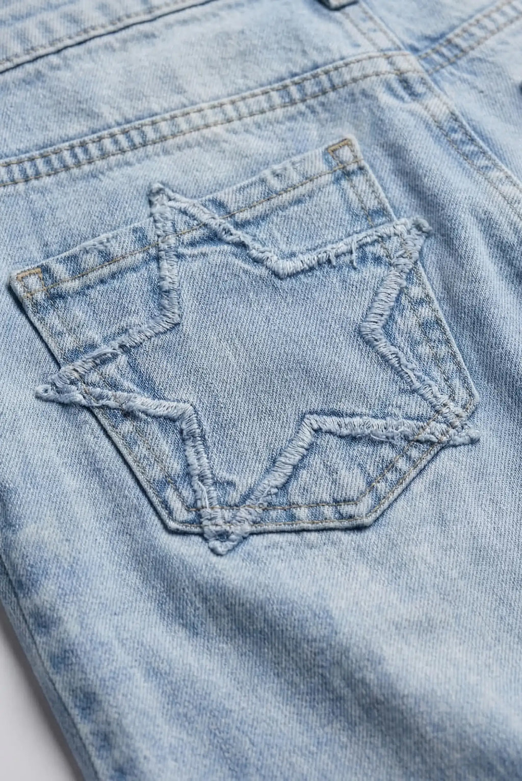 Pantalón Vaquero Mujer Azul Estrella Jeans Recto Primavera