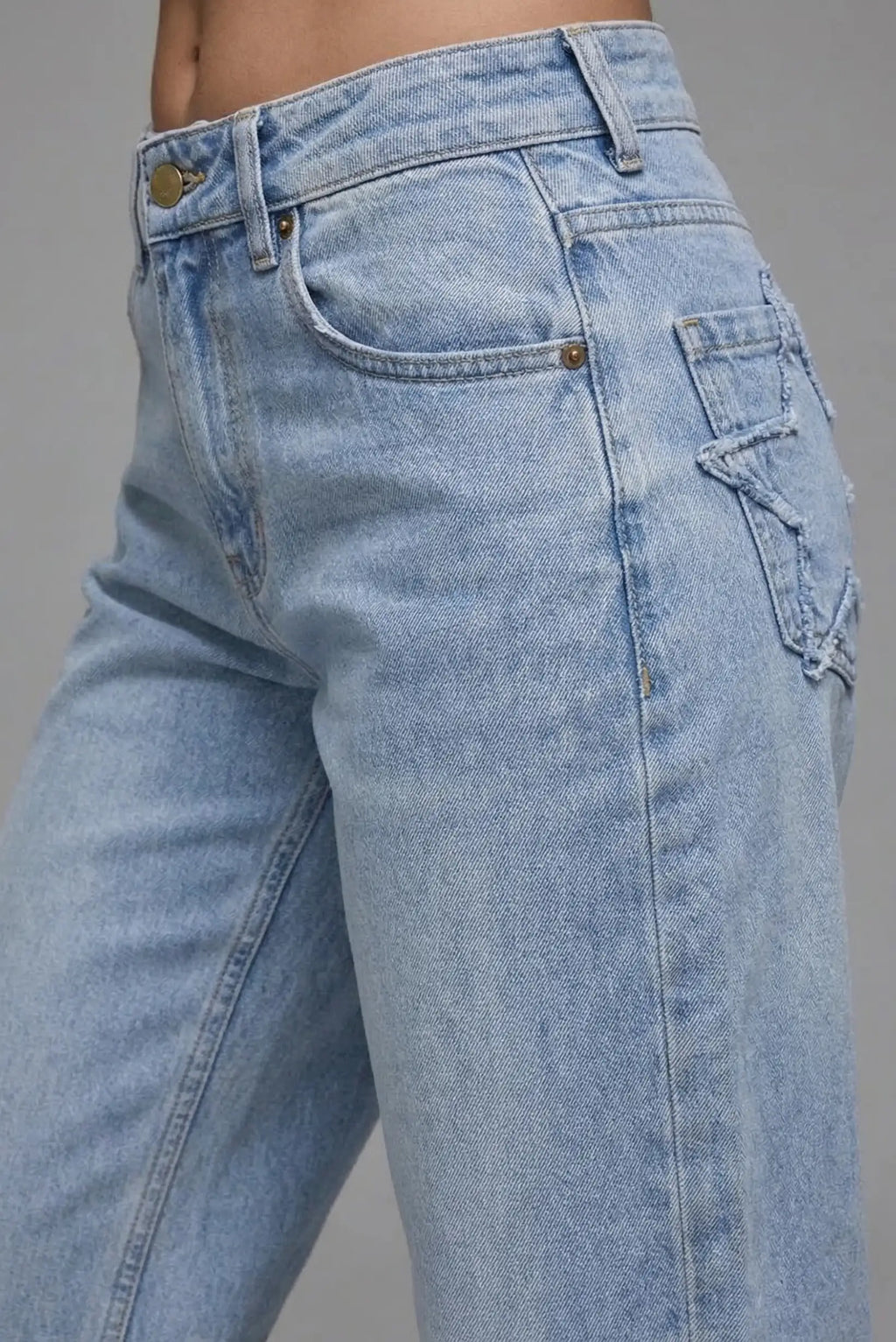 Pantalón Vaquero Mujer Azul Estrella Jeans Recto Primavera