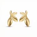 Pendientes de Botón con Diseño de Hojas Orgánicas – 100% Acero Bañado en Oro 18K