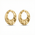 Pendientes de Botón Ovalados con Textura Martillada – 100% Acero Bañado en Oro 18K
