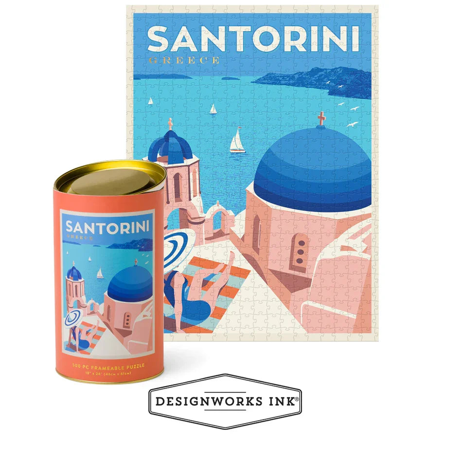 Puzzle en Tubo 500 Piezas - Santorini | Diseño Vintage y Escapada Mediterránea