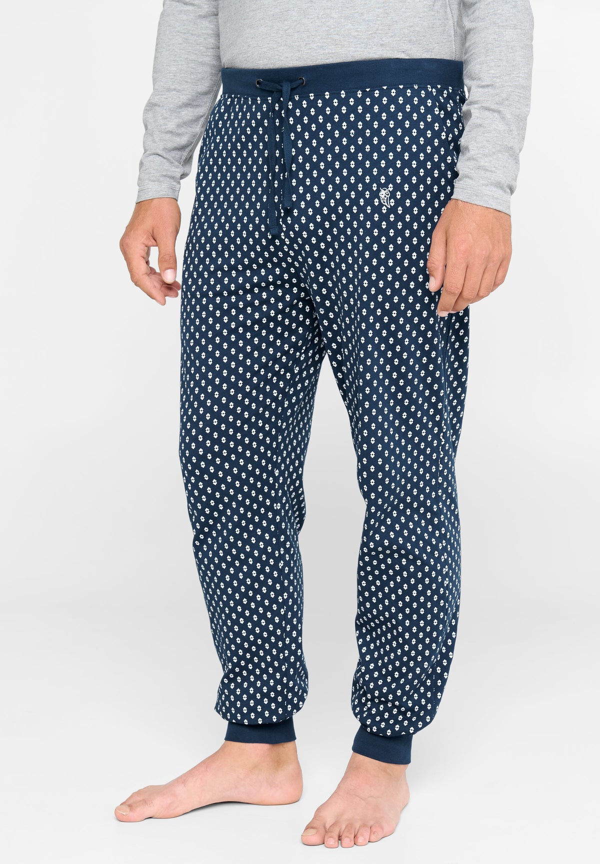 Pantalón Pijama Hombre Largo Algodón Punto Cuadros - Azul 8509_36