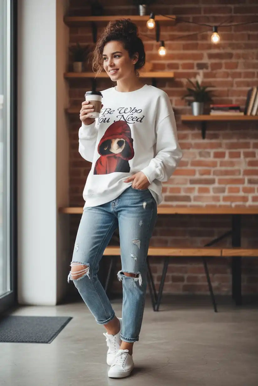 Sudadera de mujer Be Who you need perrito divertido – Talla única