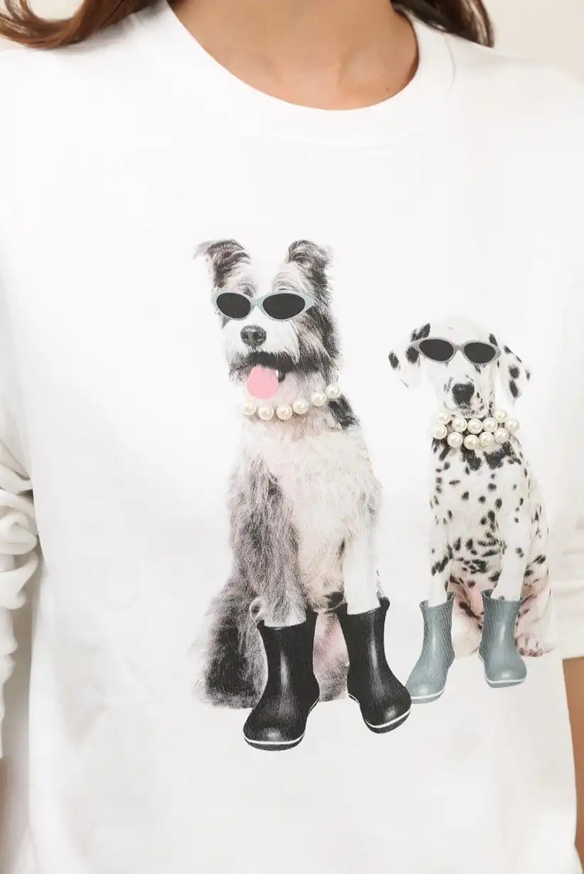 Sudadera Mujer Algodón Estampado Perritos Casual Suave Original
