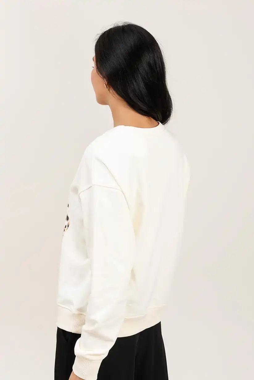Sudadera Blanca Mujer Tacones Precious Steps Casual Glamour Chic