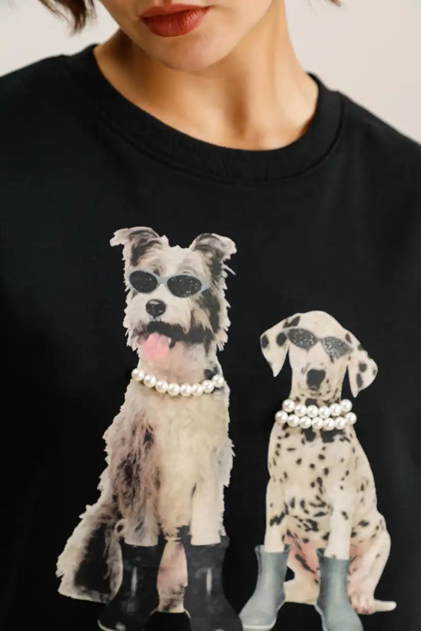 Sudadera Mujer Algodón Estampado Perritos Casual Suave Original