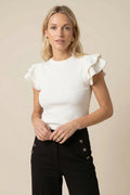 Top Mujer Blanco con Volantes camiseta Primavera