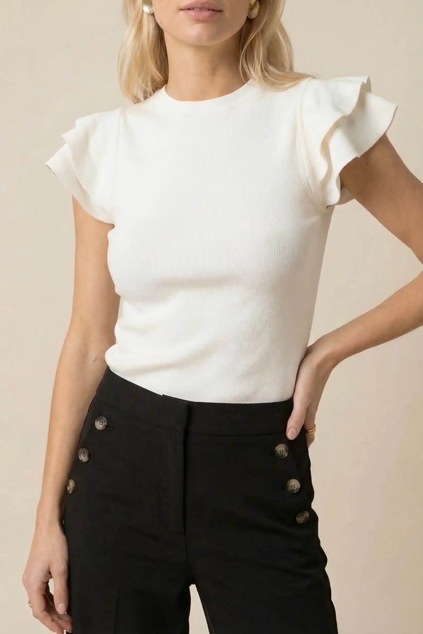 Top Mujer Blanco con Volantes camiseta Primavera