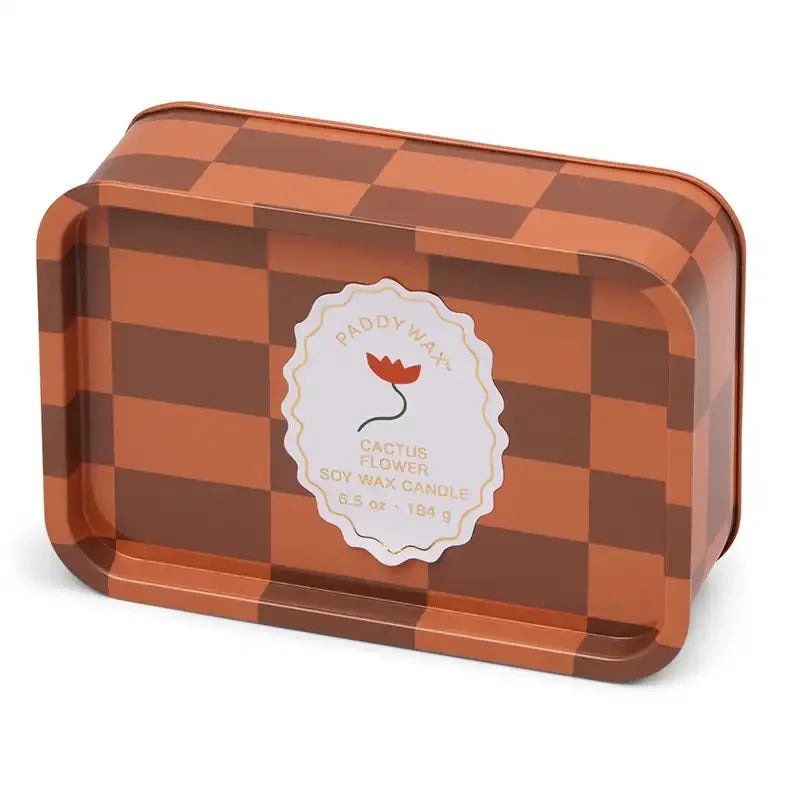Vela Paddywax A Dopo Cactus Flower 184 g | Aroma floral en lata vintage a cuadros