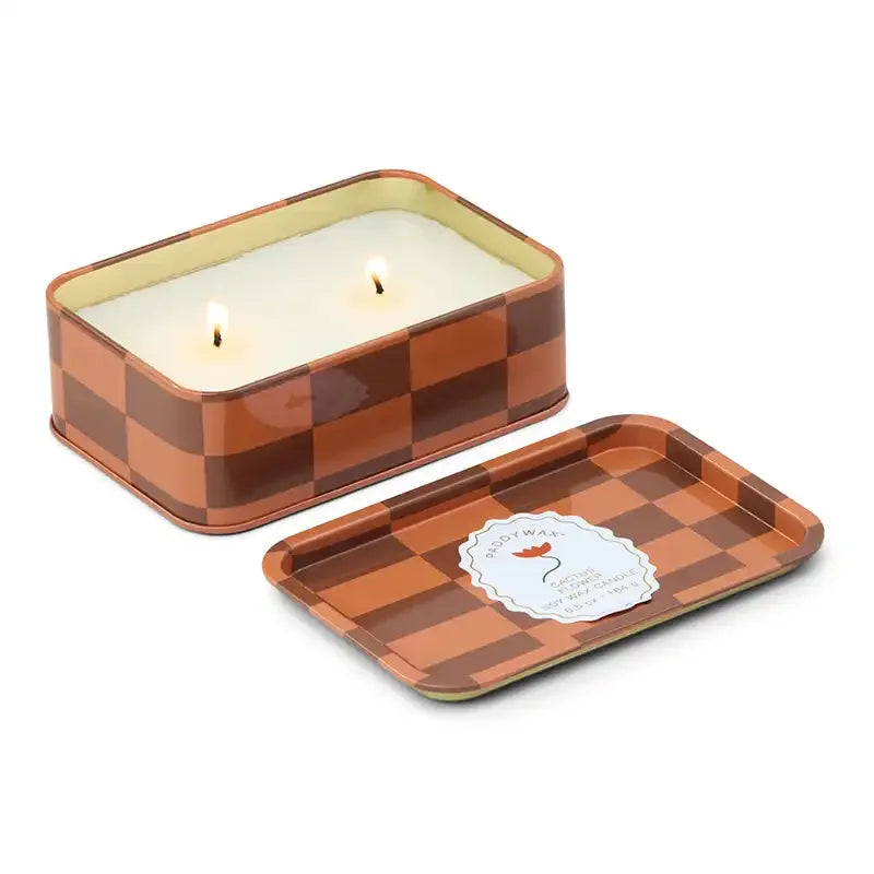 Vela Paddywax A Dopo Cactus Flower 184 g | Aroma floral en lata vintage a cuadros