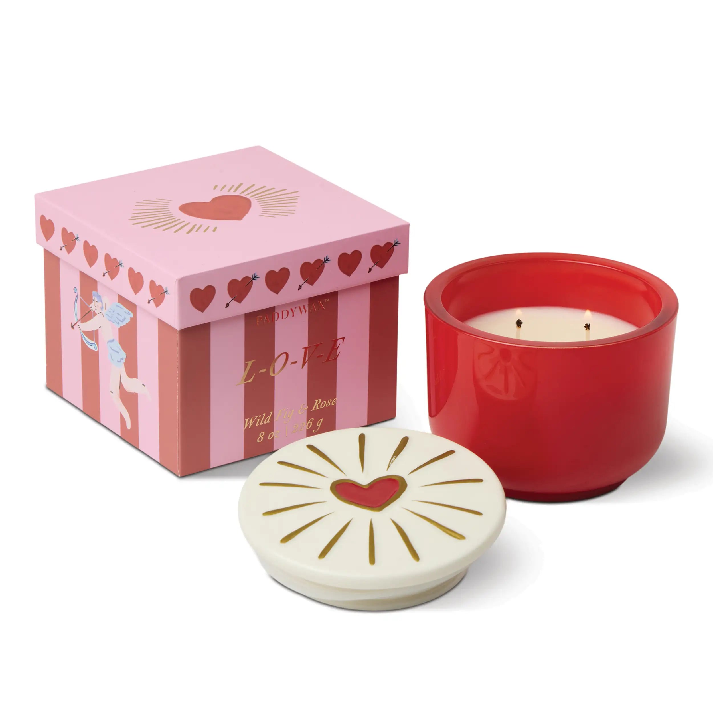 Vela Aromática Paddywax Corazón Charmed 226 g Higo y Rosa
