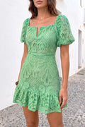 Vestido Corto Verde Esmeralda Bordado
