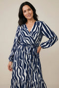 Vestido largo Azul Marino Animal Print