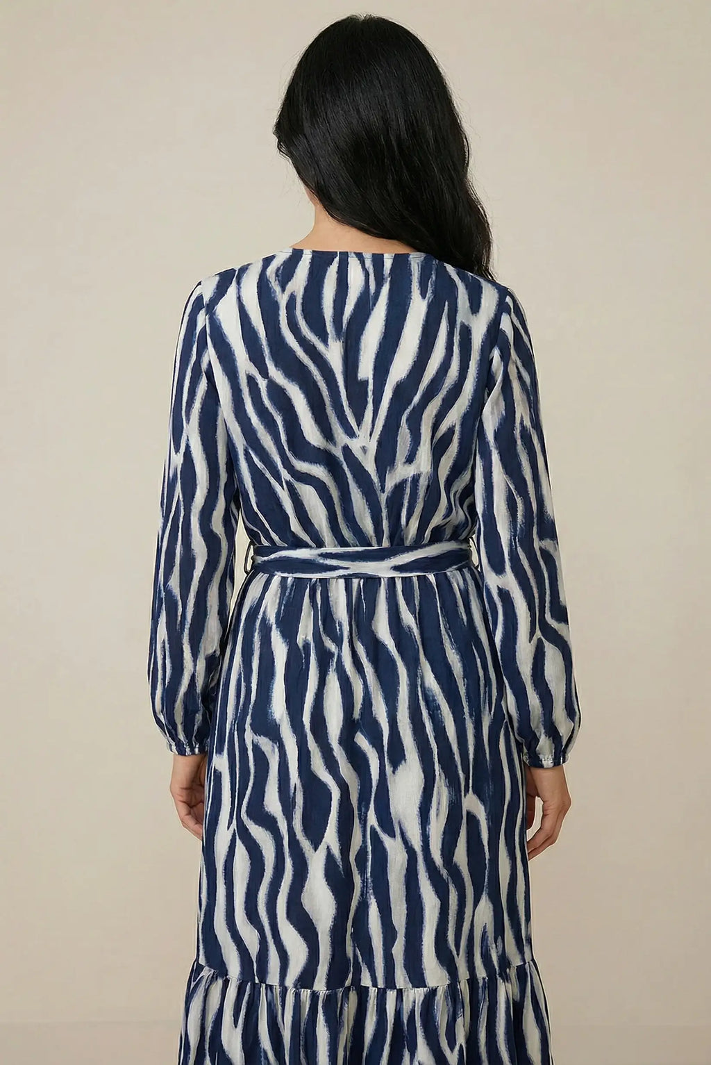 Vestido largo Azul Marino Animal Print